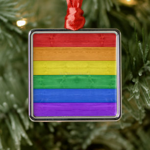 SlipperyJoe's artistic gay pride gifts LGBTQIA woo Metal Ornament