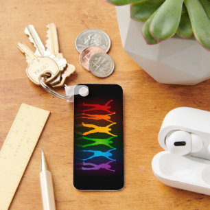 SlipperyJoe's artistic gay pride people gay gifts Keychain