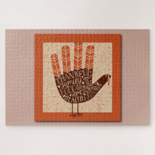 SlipperyJoe's artistic hand words thankful family  Jigsaw Puzzle