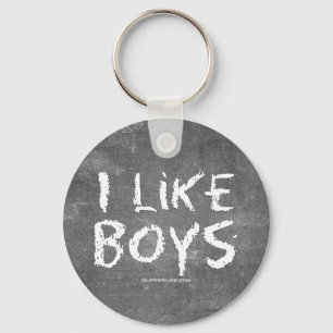 SlipperyJoe's artistic I Like Boys gay gifts LGBTQ Keychain