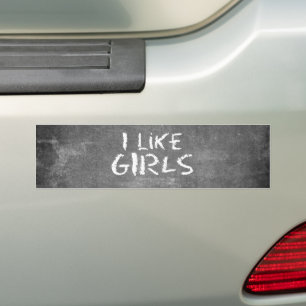 SlipperyJoe's artistic I Like Girls gay gifts LGBT Bumper Sticker