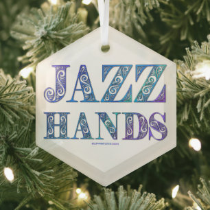 SlipperyJoe's artistic Jazz Hands vibrant colours Glass Ornament