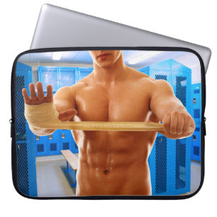 SlipperyJoe's artistic muscular man gay pride gift Laptop Sleeve