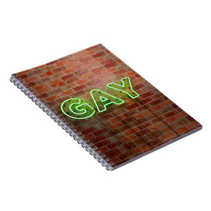 SlipperyJoe's artistic neon green Gay Sign gay gif Notebook