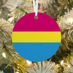 SlipperyJoe's artistic Pansexual Pride flag gifts  Metal Ornament