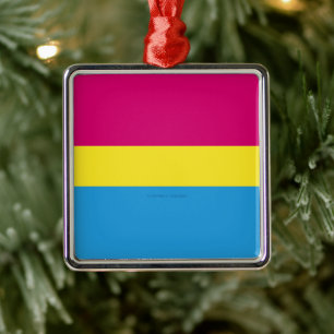 SlipperyJoe's artistic Pansexual Pride flag gifts  Metal Ornament