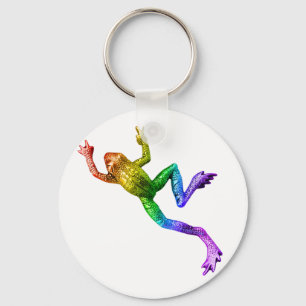 SlipperyJoe's artistic Pride Frog crawling gay gif Keychain