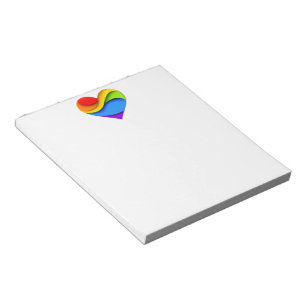 SlipperyJoe's artistic Pride Heart Curves gay gift Notepad