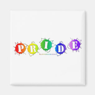 SlipperyJoe's artistic Pride Word gay pride flag c Magnet