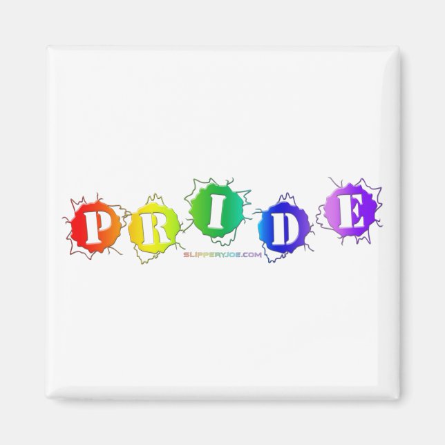 SlipperyJoe's artistic Pride Word gay pride flag c Magnet (Front)