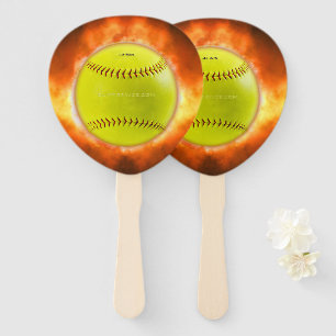 SlipperyJoe's artistic Softball on fire gay gifts  Hand Fan