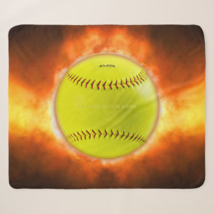 SlipperyJoe's artistic Softball on fire gay gifts Sherpa Blanket