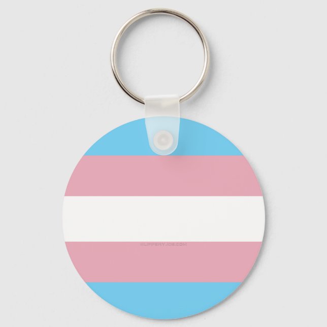 SlipperyJoe's artistic Transgender Pride flag gift Keychain (Front)