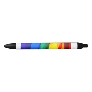 SlipperyJoe's artistic Wave Gay Pride Flag gifts L Black Ink Pen