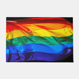 SlipperyJoe's artistic Wave Gay Pride Flag gifts L Doormat