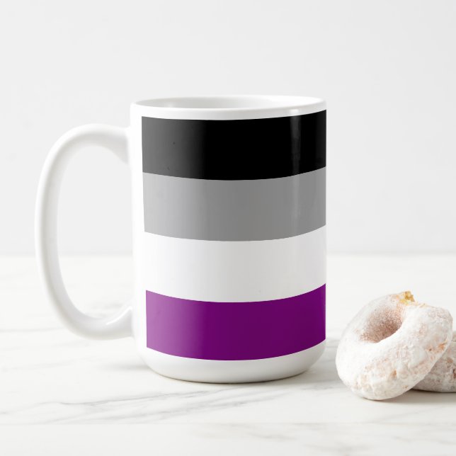 SlipperyJoe's asexual pride flag emphasizing inclu Coffee Mug (With Donut)