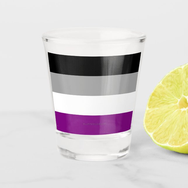 SlipperyJoe's asexual pride flag emphasizing inclu Shot Glass (Front)