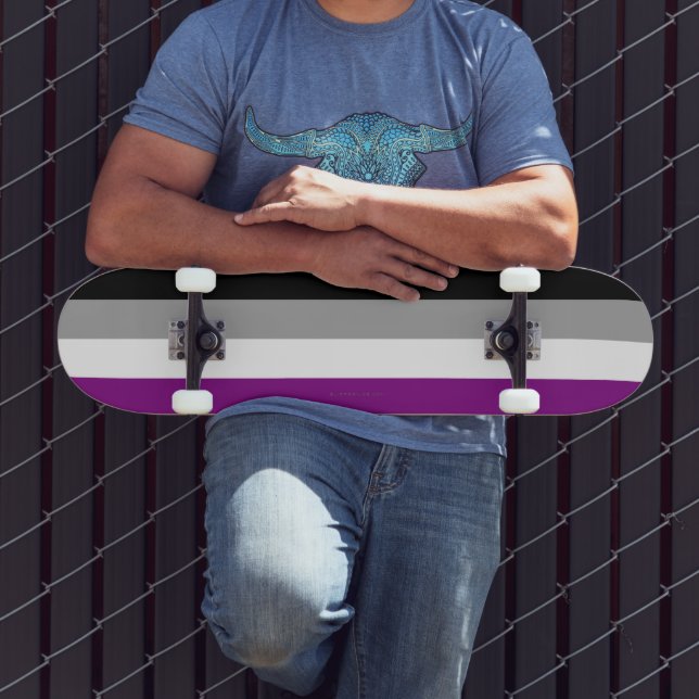 SlipperyJoe's asexual pride flag emphasizing inclu Skateboard (Outdoor 3)