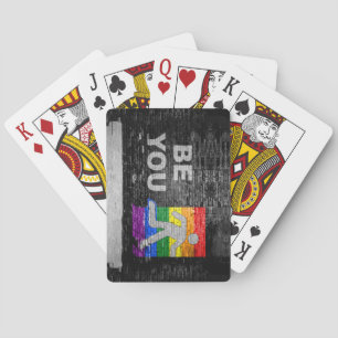 SlipperyJoe's Be You black brick wall walking figu Playing Cards