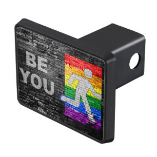 SlipperyJoe's Be You black brick wall walking figu Trailer Hitch Cover