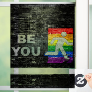 SlipperyJoe's Be You black brick wall walking figu Window Cling