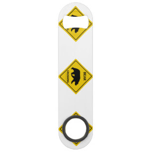 SlipperyJoe's bear crossing sign bear silhouette w Bar Key