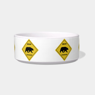 SlipperyJoe's bear crossing sign bear silhouette w Bowl