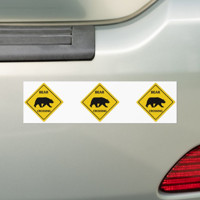 SlipperyJoe's bear crossing sign bear silhouette w Bumper Sticker (On Car)