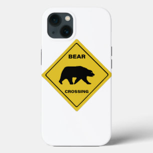 SlipperyJoe's bear crossing sign bear silhouette w iPhone 13 Case