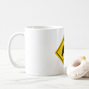 SlipperyJoe's bear crossing sign bear silhouette w Coffee Mug