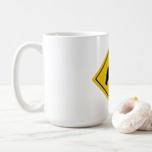 SlipperyJoe's bear crossing sign bear silhouette w Coffee Mug