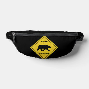 SlipperyJoe's bear crossing sign bear silhouette w Fanny Pack