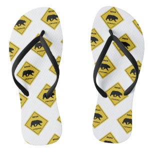 SlipperyJoe's bear crossing sign bear silhouette w Flip Flops