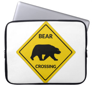 SlipperyJoe's bear crossing sign bear silhouette w Laptop Sleeve
