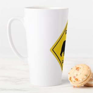 SlipperyJoe's bear crossing sign bear silhouette w Latte Mug