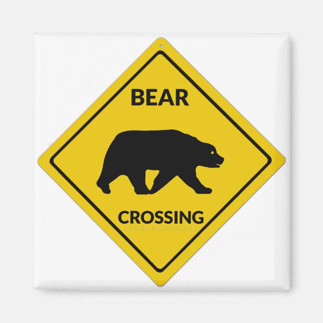 SlipperyJoe's bear crossing sign bear silhouette w Magnet (Front)