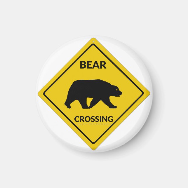 SlipperyJoe's bear crossing sign bear silhouette w Magnet (Front)