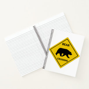 SlipperyJoe's bear crossing sign bear silhouette w Notebook
