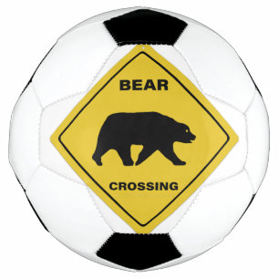 SlipperyJoe's bear crossing sign bear silhouette w Soccer Ball