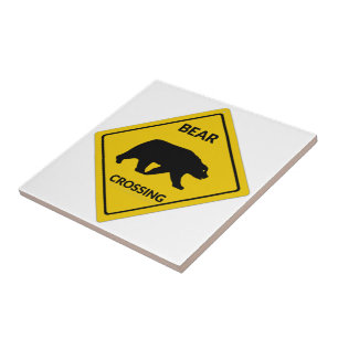 SlipperyJoe's bear crossing sign bear silhouette w Tile