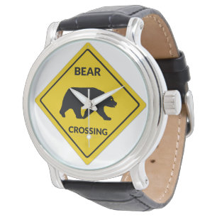 SlipperyJoe's bear crossing sign bear silhouette w Watch