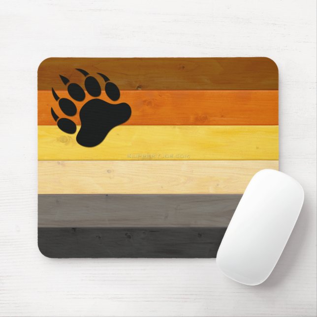 SlipperyJoe's Bear Pride flag wooden Brotherhood f Mouse Pad (With Mouse)