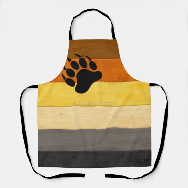 SlipperyJoe's Bear Pride flag wooden floor texture Apron (Front)