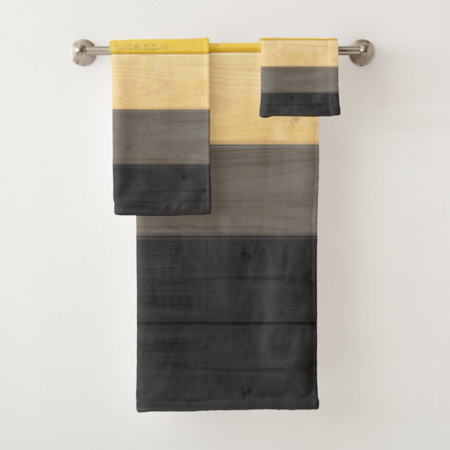 SlipperyJoe's Bear Pride flag wooden floor texture Bath Towel Set (Insitu)