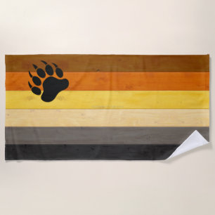 SlipperyJoe's Bear Pride flag wooden floor texture Beach Towel