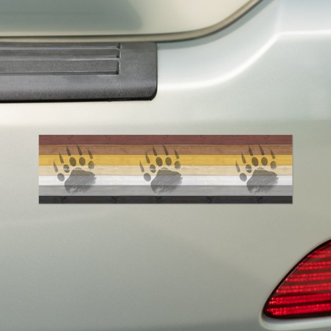 SlipperyJoe's Bear Pride flag wooden floor texture Bumper Sticker (On Car)