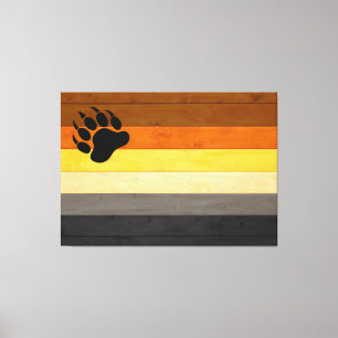 SlipperyJoe's Bear Pride flag wooden floor texture Canvas Print