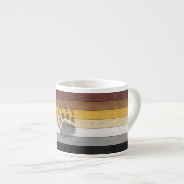 SlipperyJoe's Bear Pride flag wooden floor texture Espresso Cup (Front Right)