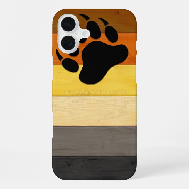 SlipperyJoe's Bear Pride flag wooden floor texture iPhone Case (Back)