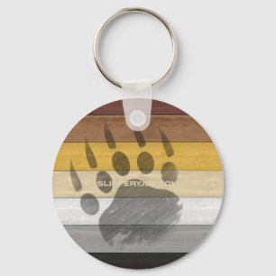 SlipperyJoe's Bear Pride flag wooden floor texture Keychain